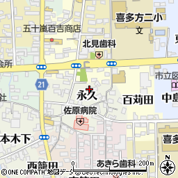 福島県喜多方市永久7710周辺の地図