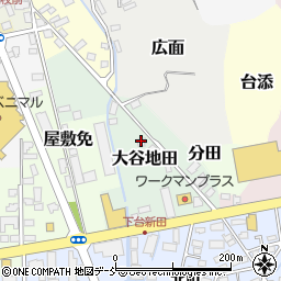 福島県喜多方市大谷地田周辺の地図