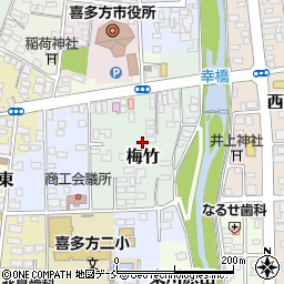 福島県喜多方市梅竹周辺の地図