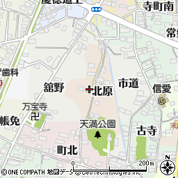 福島県喜多方市北原周辺の地図