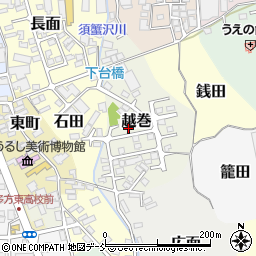 福島県喜多方市越巻周辺の地図