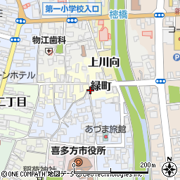 福島県喜多方市緑町周辺の地図