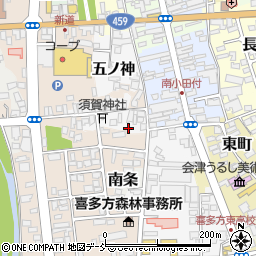福島県喜多方市西町周辺の地図