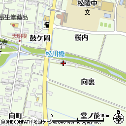 福島県福島市松川町向裏周辺の地図