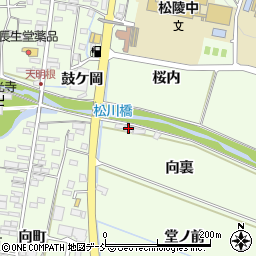 福島県福島市松川町（向裏）周辺の地図