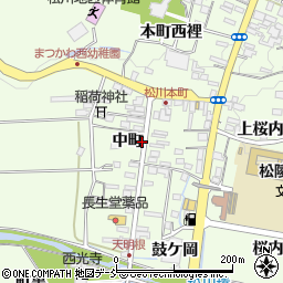 福島県福島市松川町中町周辺の地図