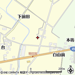 福島県喜多方市岩月町橿野（下前田）周辺の地図