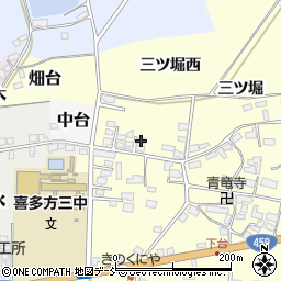 福島県喜多方市岩月町橿野三ツ堀西1387-5周辺の地図