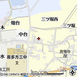 福島県喜多方市岩月町橿野三ツ堀西1387-3周辺の地図