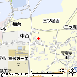 福島県喜多方市岩月町橿野三ツ堀西1388-4周辺の地図