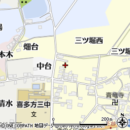 福島県喜多方市岩月町橿野三ツ堀西1386-14周辺の地図