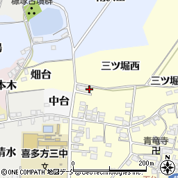 福島県喜多方市岩月町橿野三ツ堀西1386-11周辺の地図