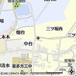 福島県喜多方市岩月町橿野三ツ堀西1386-10周辺の地図