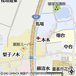 福島県喜多方市岩月町宮津馬場周辺の地図