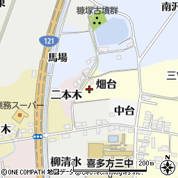 福島県喜多方市畑台周辺の地図