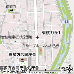福島県喜多方市東桜ガ丘周辺の地図