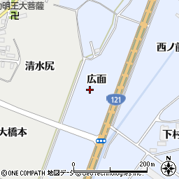 福島県喜多方市岩月町宮津広面周辺の地図