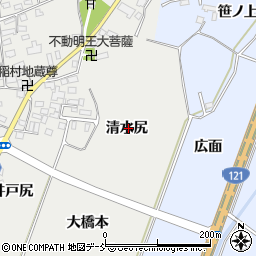福島県喜多方市岩月町喜多方清水尻周辺の地図