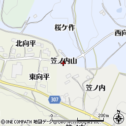 福島県福島市飯野町笠ノ内山周辺の地図