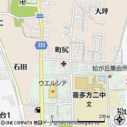 福島県喜多方市松山町村松町尻53-5周辺の地図