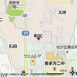 福島県喜多方市松山町村松町尻周辺の地図