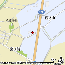 福島県喜多方市岩月町宮津（西ノ山）周辺の地図