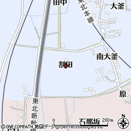福島県福島市永井川割田周辺の地図