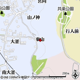 福島県福島市永井川東山周辺の地図