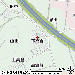 福島県福島市山田（下高倉）周辺の地図