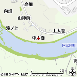福島県福島市小倉寺中大巻周辺の地図