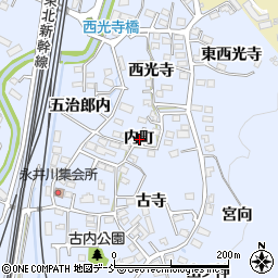 福島県福島市永井川内町周辺の地図
