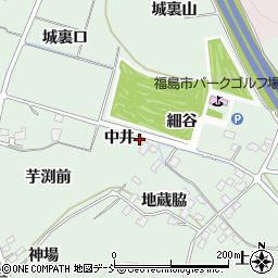福島県福島市山田中井周辺の地図