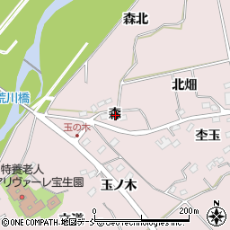 福島県福島市上名倉森周辺の地図