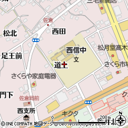 福島県福島市上名倉道上周辺の地図