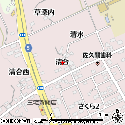 福島県福島市上名倉清合周辺の地図