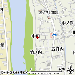 福島県福島市小倉寺中田周辺の地図