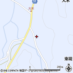 福島県伊達市霊山町上小国東堤14周辺の地図