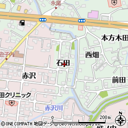 福島県福島市方木田石田周辺の地図