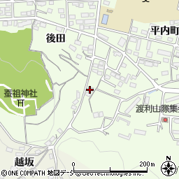 福島県福島市渡利越沢周辺の地図