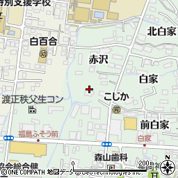 福島県福島市方木田赤沢周辺の地図