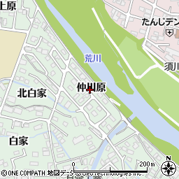 福島県福島市方木田仲川原周辺の地図