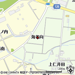 福島県福島市仁井田海老向周辺の地図