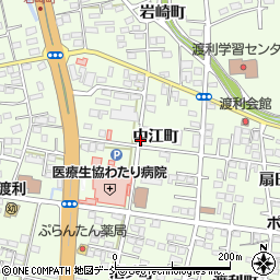 福島県福島市渡利（中江町）周辺の地図