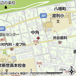 福島県福島市渡利中角周辺の地図