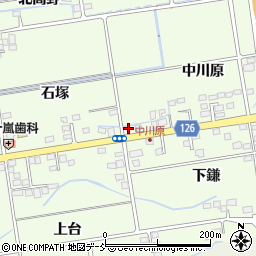福島県福島市仁井田中川原52周辺の地図