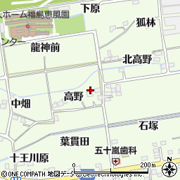 福島県福島市仁井田高野周辺の地図