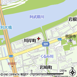 福島県福島市渡利（川岸町）周辺の地図