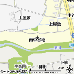 福島県福島市二子塚南中谷地周辺の地図