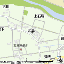 福島県福島市仁井田北島周辺の地図