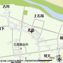 福島県福島市仁井田（北島）周辺の地図